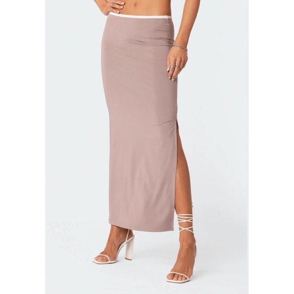 Edikted Nadia Side Slitted Pull On Stretch Maxi Skirt Size Small Purple NWT - Picture 8 of 11